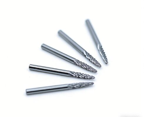 솔리드 카바이드 로터리 버 SF-43, 1/8인치 직경, 끝이 뾰족한 트리 모양, 강철용 더블 컷