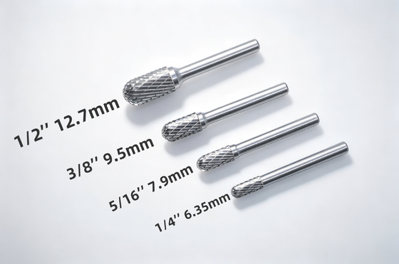 9.5mm 다이아 맞춤형 실린더 반지름 탄화물 Burrs 6mm 턱 표준 이중 절단